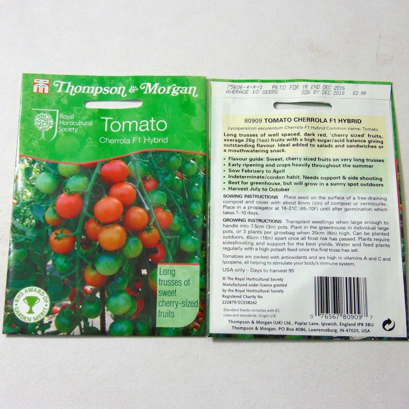 Exemplo de amostra de Tomate Cherrola F1 - Tomate-cerise die Tüte mit 10 Samen tal como entregue