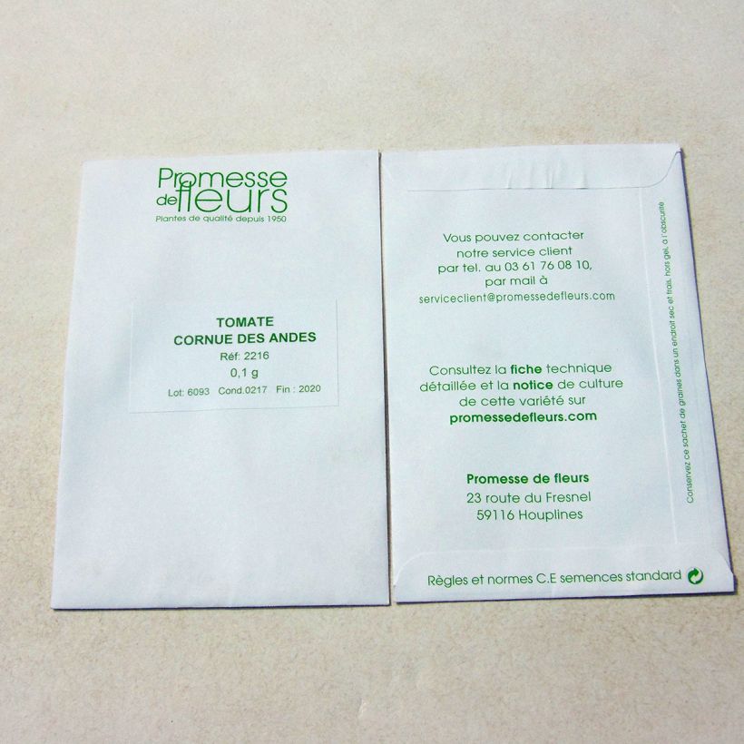 Exemplo de amostra de Tomate Cornue des Andes - Tomate poivron o saco de 30 sementes aproximadamente (0,1g) tal como entregue