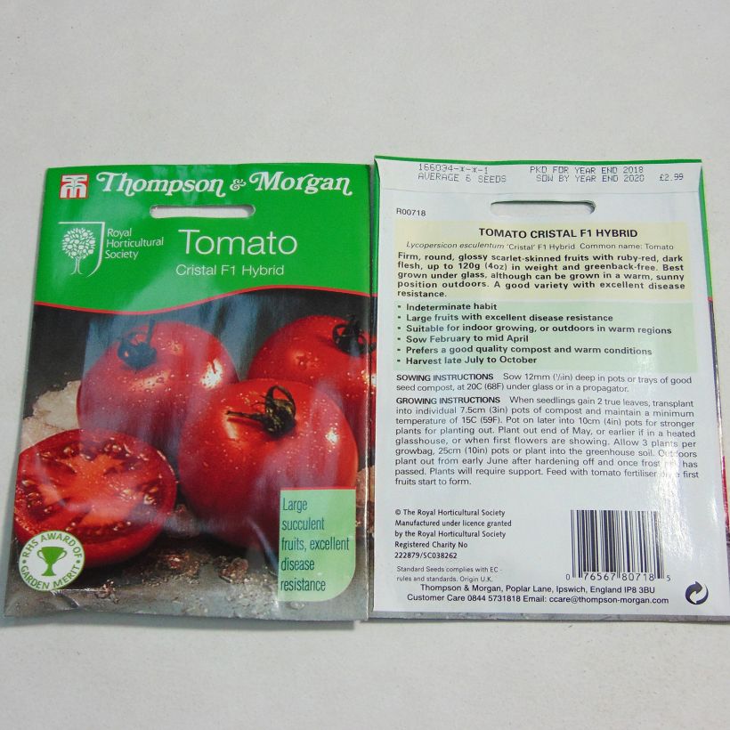 Exemplo de amostra de Tomate Cristal F1 - Tomate Grappe die Tüte mit 8 Samen tal como entregue