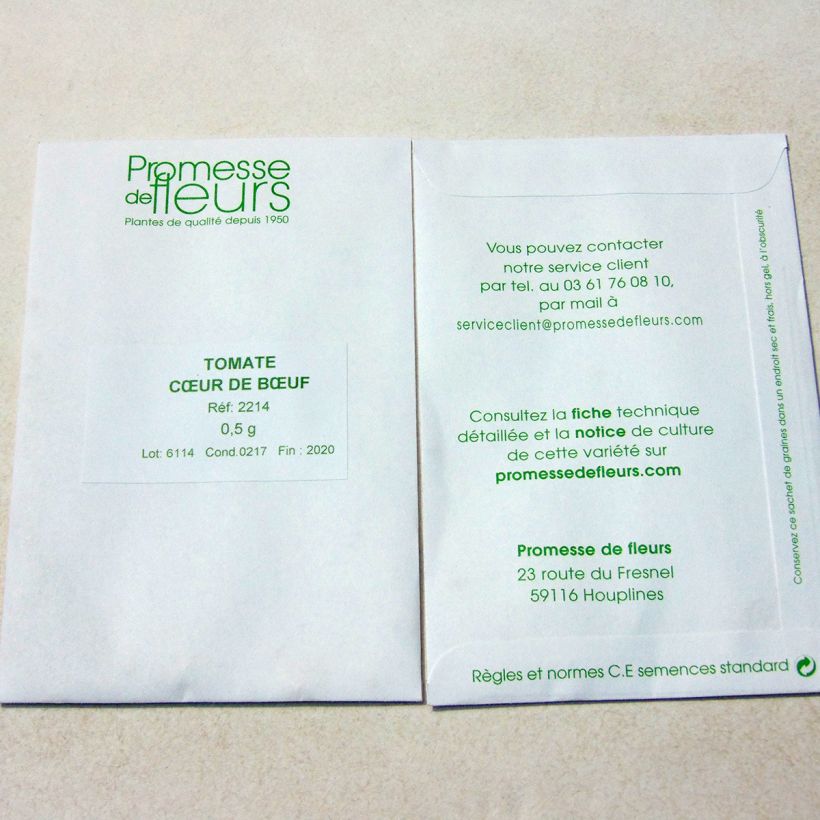 Exemplo de amostra de Tomate Cuor di Bue - Cœur de Bœuf o saco de 150 sementes aproximadamente (0,5g) tal como entregue
