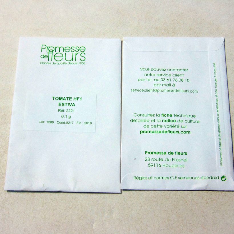 Exemplo de amostra de Tomate Estiva F1 o saco de 25 sementes aproximadamente (0,1g) tal como entregue
