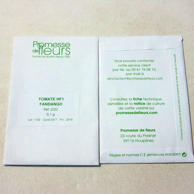 Exemplo de amostra de Tomate Fandango F1 die Tüte mit 25 Samen (0,1g) tal como entregue