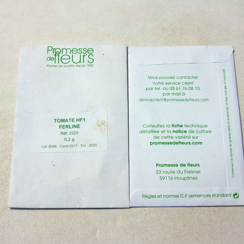 Exemplo de amostra de Tomate Ferline F1 die Tüte mit 12 Samen (0,2g) tal como entregue