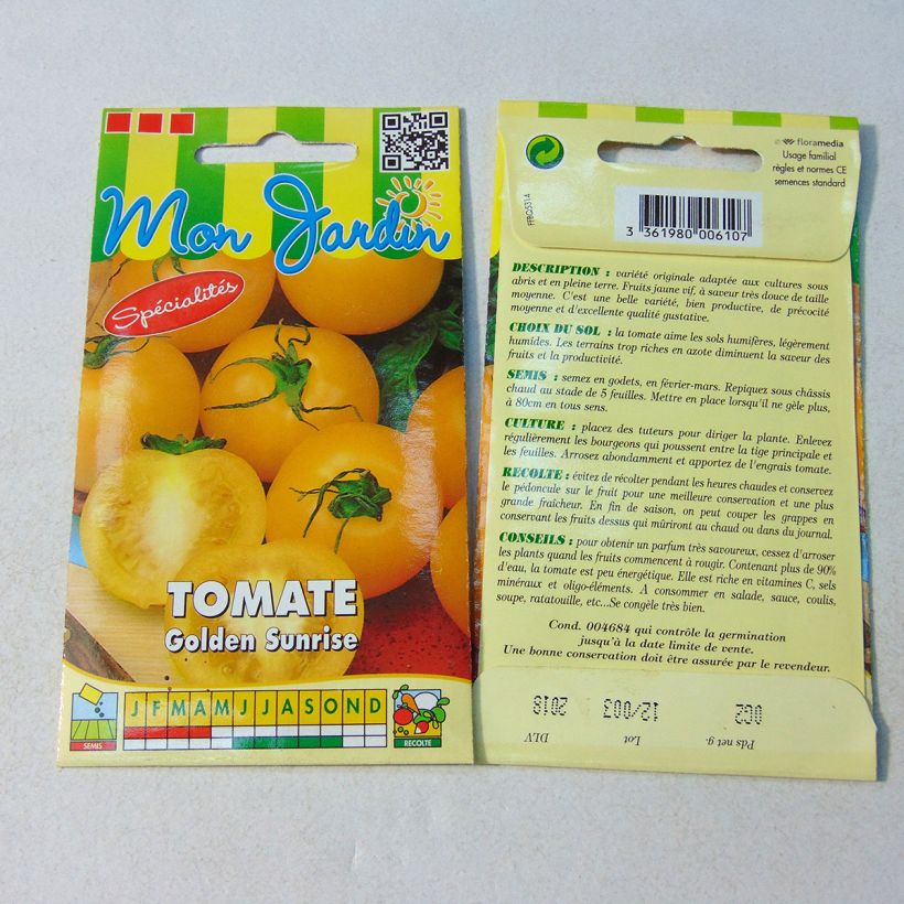 Exemplo de amostra de Tomate Golden Sunshine - Tomate Grappe die Tüte mit 60 Samen (0.2g) tal como entregue