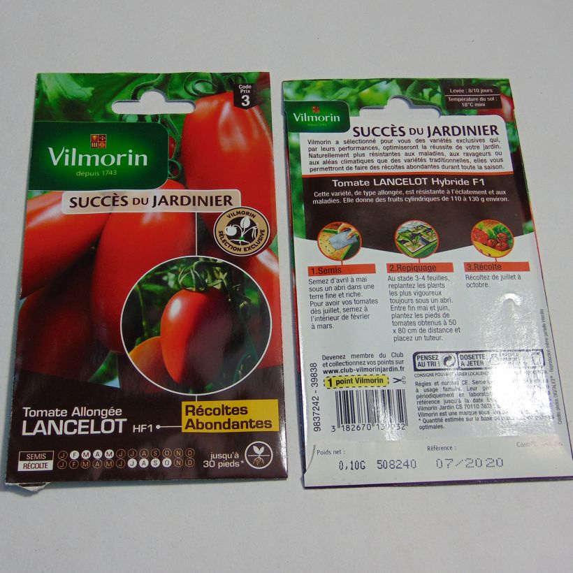 Exemplo de amostra de Tomate Lancelot F1 - Vilmorin die Tüte mit 30 Samen (0.1g) tal como entregue