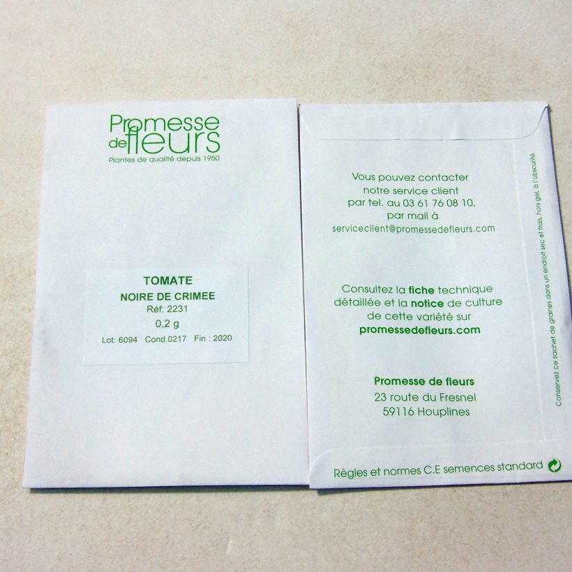 Exemplo de amostra de Tomate Noire de Crimée - Solanum lycopersicum  per pack of 60 seeds (0,2g) tal como entregue
