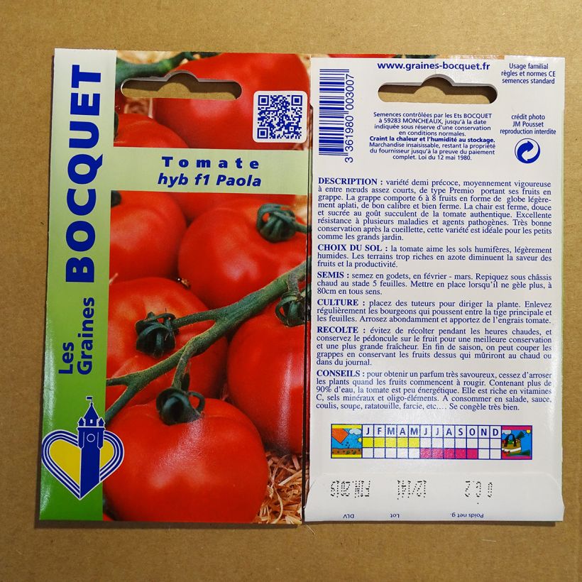 Exemplo de amostra de Tomate Paola F1 - Tomate grappe per pack of 60 seeds (0.2g) tal como entregue