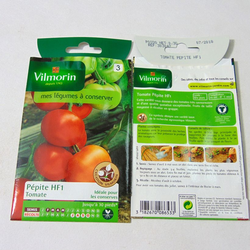 Exemplo de amostra de Tomate Pépite F1 (Création Vilmorin) - Vilmorin die Tüte mit 90 Samen (0.3g) tal como entregue