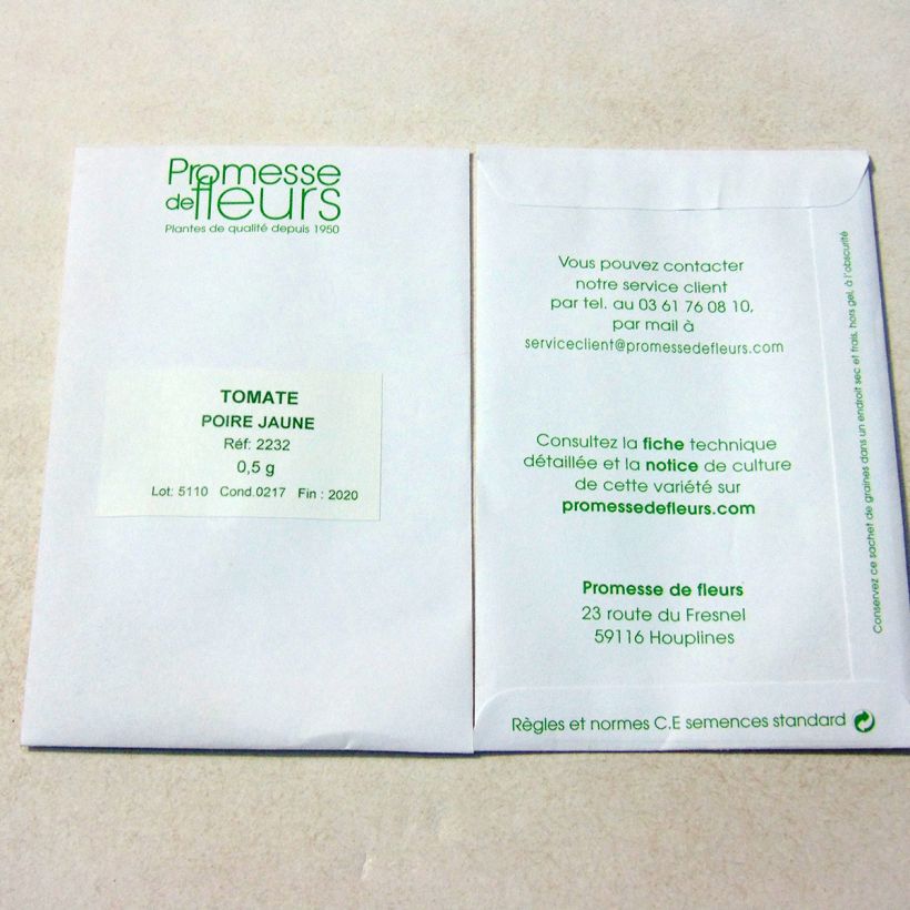 Exemplo de amostra de Tomate Poire jaune (Yellow Pearshaped) - Tomate Cerise o saco de 250 sementes aproximadamente (0,5g) tal como entregue