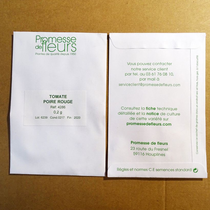 Exemplo de amostra de Tomate Poire rouge - Tomate Cerise o saco de sementes de 0,2 gramas tal como entregue