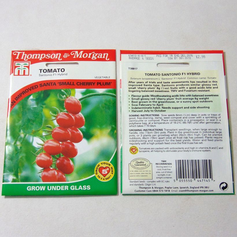 Exemplo de amostra de Tomate Santonio F1 - Tomate Cerise die Tüte mit 6 Samen tal como entregue