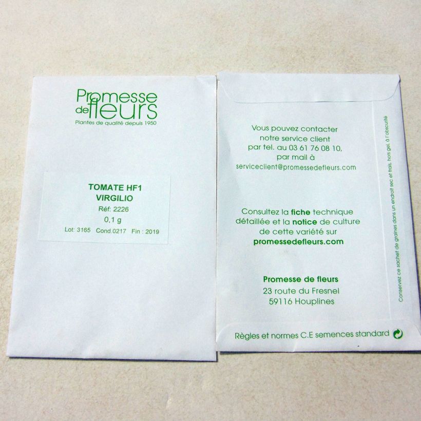 Exemplo de amostra de Tomate Virgilio F1 die Tüte mit 30 Samen (0.1g) tal como entregue