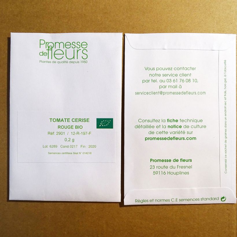 Exemplo de amostra de Tomate cerise Bio die Tüte mit 100 Samen (0,2g) tal como entregue