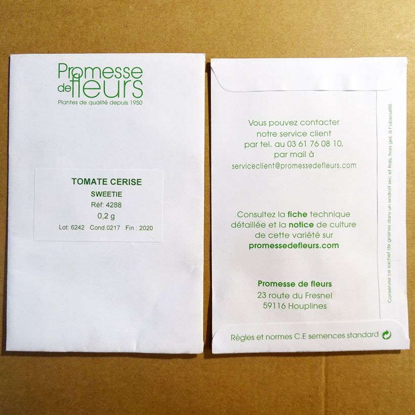 Exemplo de amostra de Tomate cerise Sweetie  o saco de 100 sementes aproximadamente (0,2g) tal como entregue