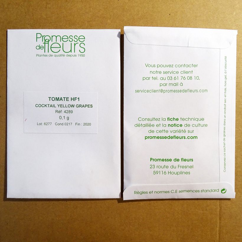 Exemplo de amostra de Tomate cerise Yellow Grapes F1 die Tüte mit 50 Samen (0,1g) tal como entregue