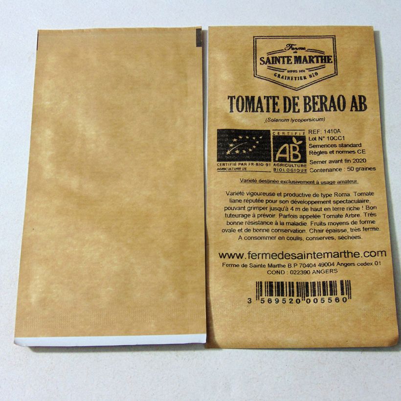 Exemplo de amostra de Tomate de Berao Bio - Ferme de Sainte Marthe per pack of 50 seeds tal como entregue