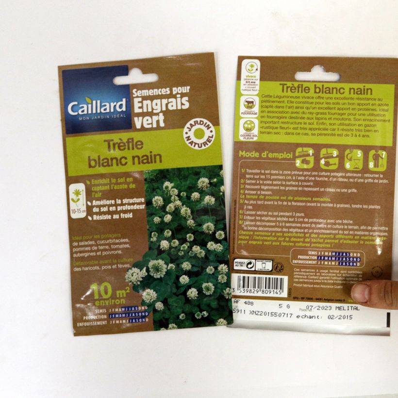 Exemplo de amostra de Trèfle blanc nain - Engrais vert die Tüte mit Samen von 5 Gramm tal como entregue