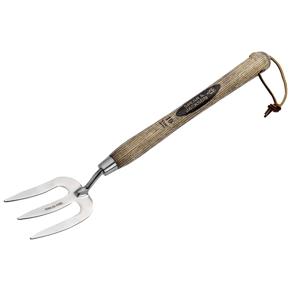 Fourche à fleurs traditionnelle à long manche en acier poli miroir Spear & Jackson