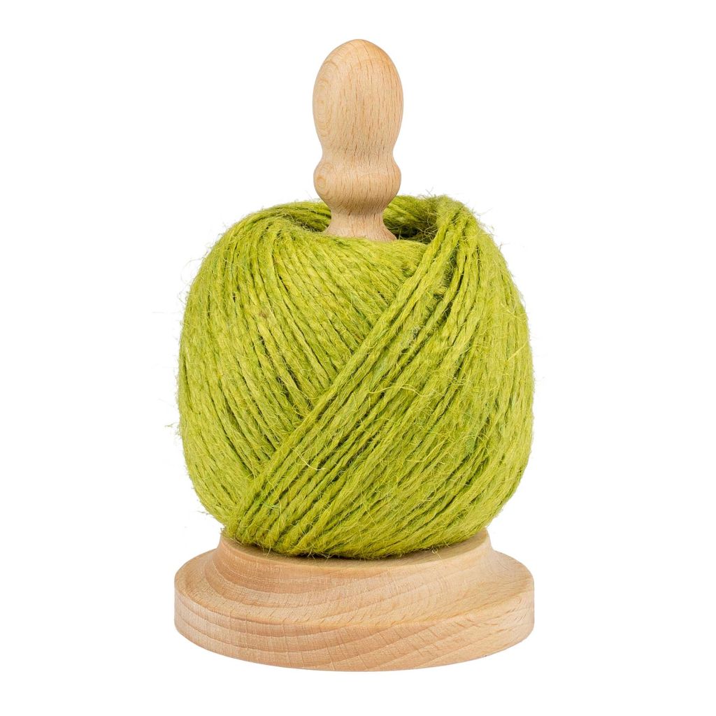 Dévidoir hêtre petit modèle et Ficelle en Jute Coloris Pomme - Pelote 100g Ø2mm ±75m
