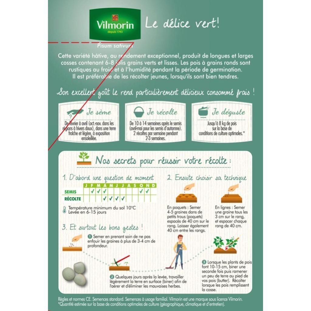 Ervilha anã Précovil (grãos redondos) Vilmorin