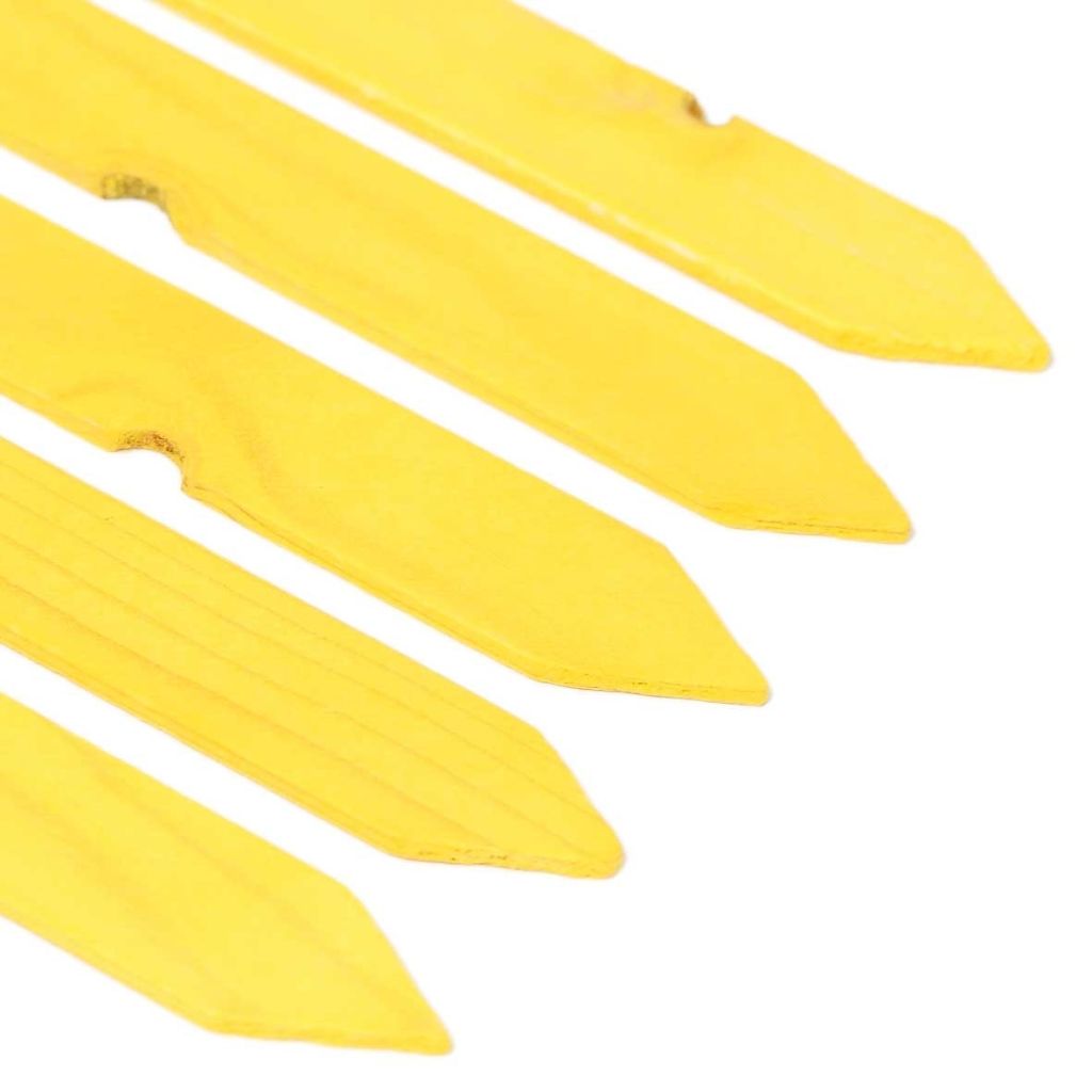 Etiqueta de madeira amarela para plantar