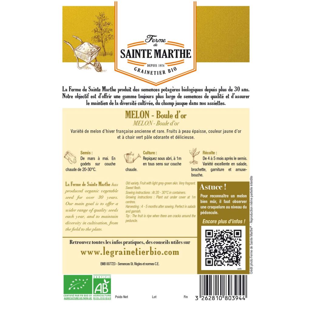 Melão Bola de Ouro - Ferme de Sainte Marthe Bio
