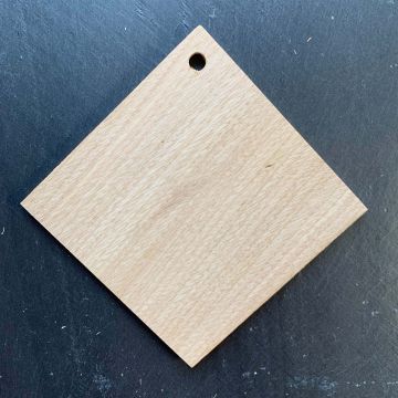 Etiqueta para pendurar losango em castanheiro 9,5 x 9,5 cm