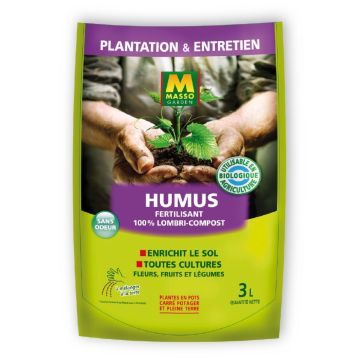 Húmus fertilizante 100 % Lombri-Compost Masso Garden em saco de 3 L