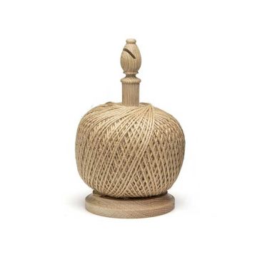 Enrolador em carvalho com cortador de fio e cordel de juta, cor natural