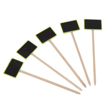 Etiqueta de plantação retangular, madeira colorida, e ardósia 7 x 5 cm - Altura: 27,5 cm - vendido em embalagem de 5 unidades