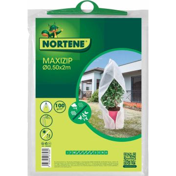 Capa de inverno branca, planta + vaso com fecho de correr, 100 g/m², 2 m x 0,50 m, Maxizip